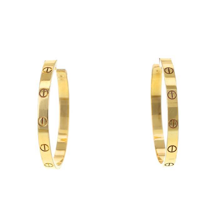 CRB8022900 - LOVE earrings, 2 diamonds - Yellow gold, diamonds - Cartier