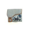 Portafogli Dior Saddle in tela denim blu a fiori e pelle marrone - 360 thumbnail