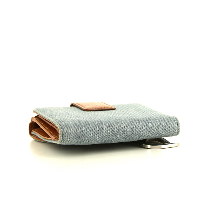Dior Saddle wallet in blue denim canvas and brown leather - Detail D3