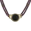 Vintage 1990's necklace in yellow gold,  garnets and bronze - 00pp thumbnail