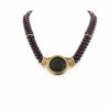 Vintage 1990's necklace in yellow gold,  garnets and bronze - 360 thumbnail