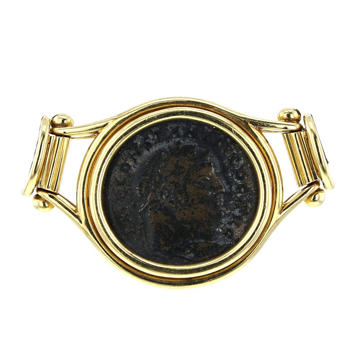 Collier époque années 90 Vintage en or jaune, grenats et bronze - Detail D2