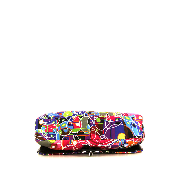 Chanel Timeless handbag in multicolor canvas and black leather - Detail D4