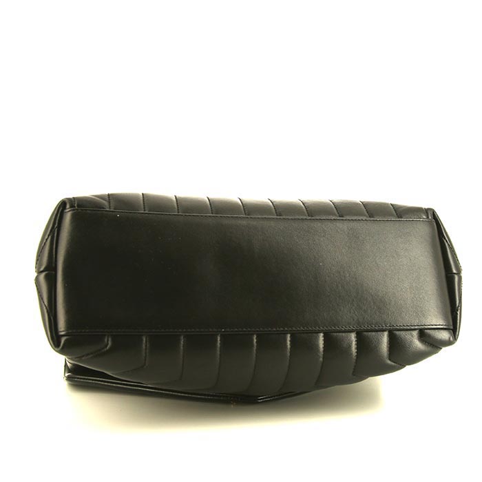 Saint Laurent Loulou medium model shoulder bag in black chevron quilted leather - Detail D5