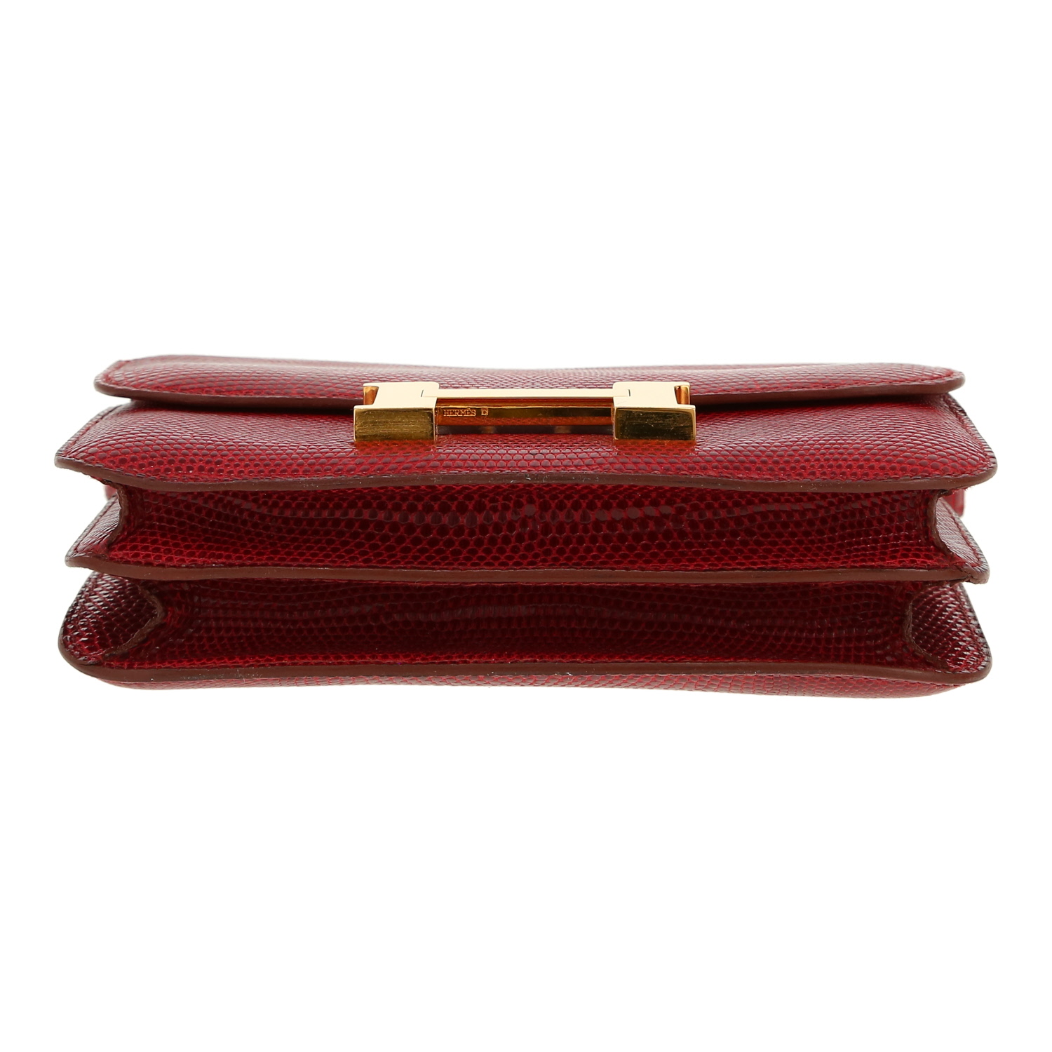 Hermes Constance mini shoulder bag in red lizzard - Detail D1