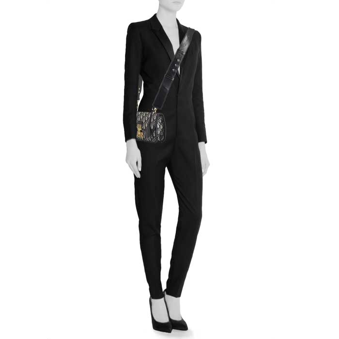 Borsa a tracolla Dior Dioraddict in tessuto a monogramma Oblique blu e pelle blu - Detail D1