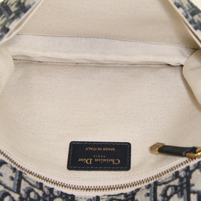 Borsa a tracolla Dior Dioraddict in tessuto a monogramma Oblique blu e pelle blu - Detail D2