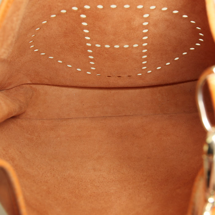 Borsa a tracolla Hermes Evelyne modello grande in pelle Epsom arancione - Detail D2
