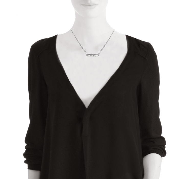 Messika Move necklace in white gold and diamonds - Detail D1