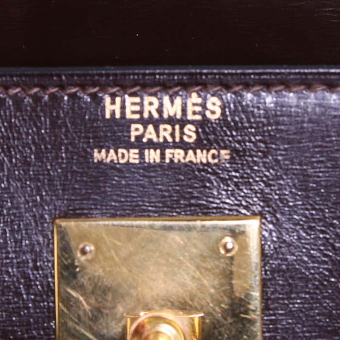 Hermes Kelly 32 cm handbag in brown box leather - Detail D4