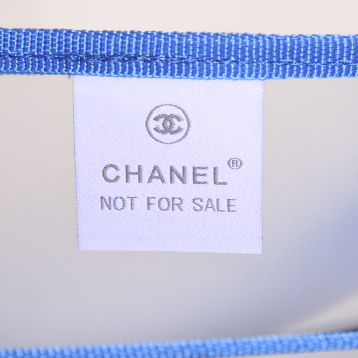 Sac cabas Chanel Shopping en toile bleue et plastique transparent - Detail D3