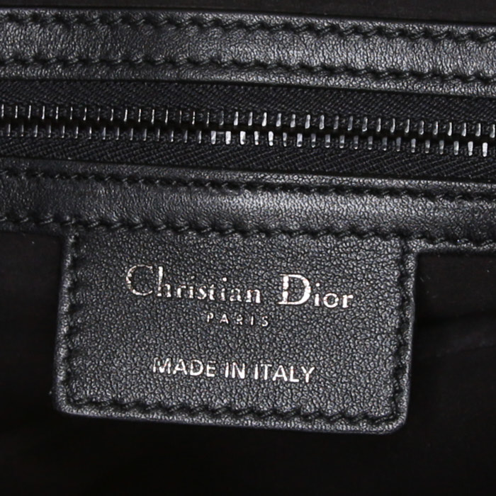 Borsa Dior Saddle in tela bianca con motivo e pelle nera - Detail D3