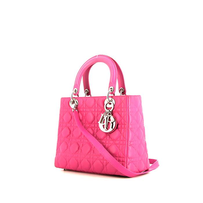 Dior Lady Dior medium model handbag in pink leather cannage - 00pp