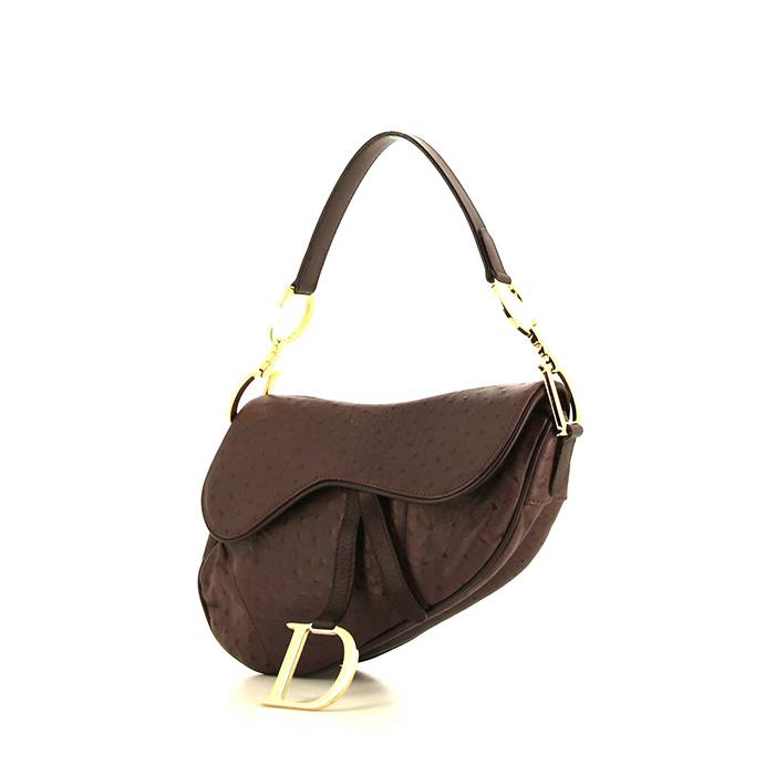 Dior Saddle handbag in purple ostrich leather - 00pp