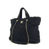Chanel Grand Shopping shopping bag in black chevrons canvas - 00pp thumbnail