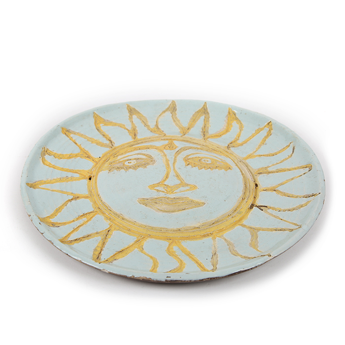 Vera and Pierre Szekely, "Soleil" plate, in chamotte and enamelled clay, monogrammed - Detail D1