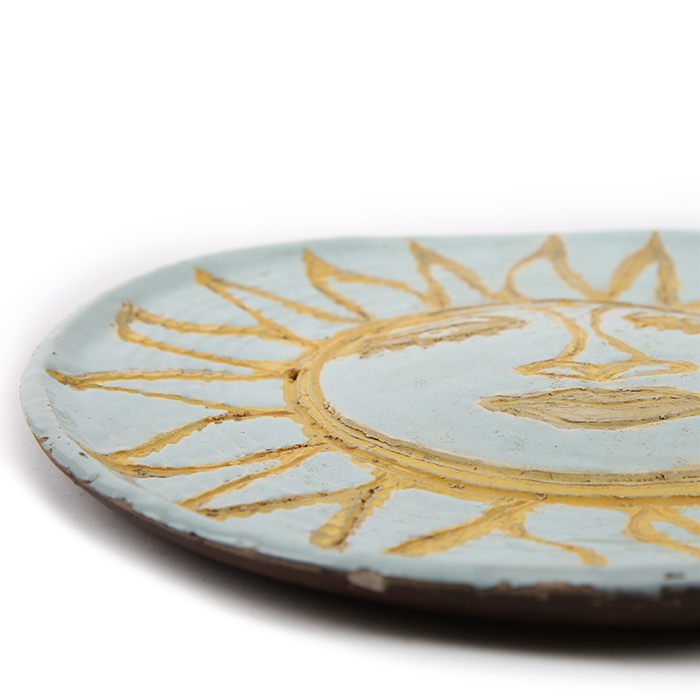 Vera and Pierre Szekely, "Soleil" plate, in chamotte and enamelled clay, monogrammed - Detail D3