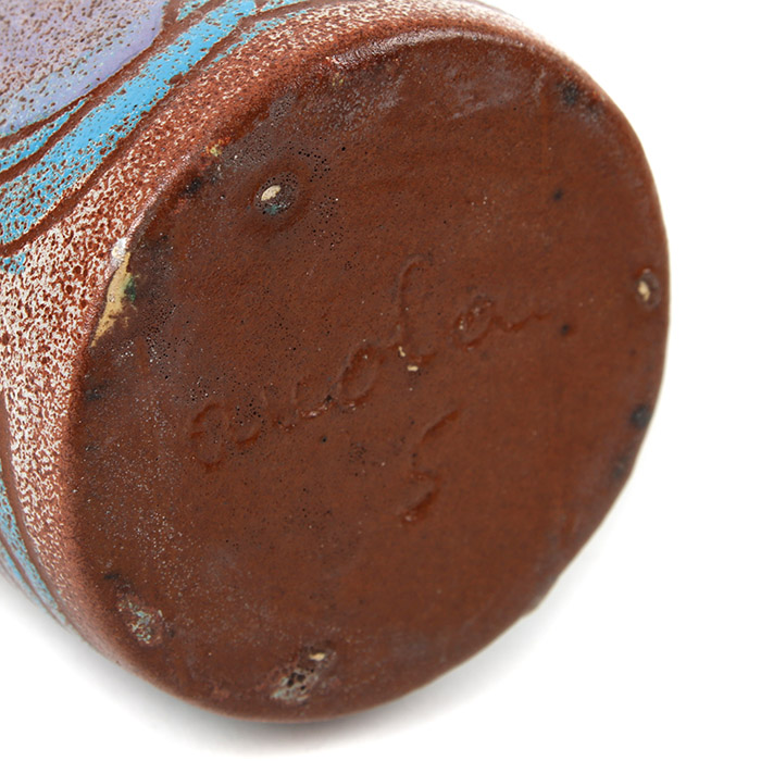 Accolay, great vase with ears, in enamelled ceramic, signed - Detail D4
