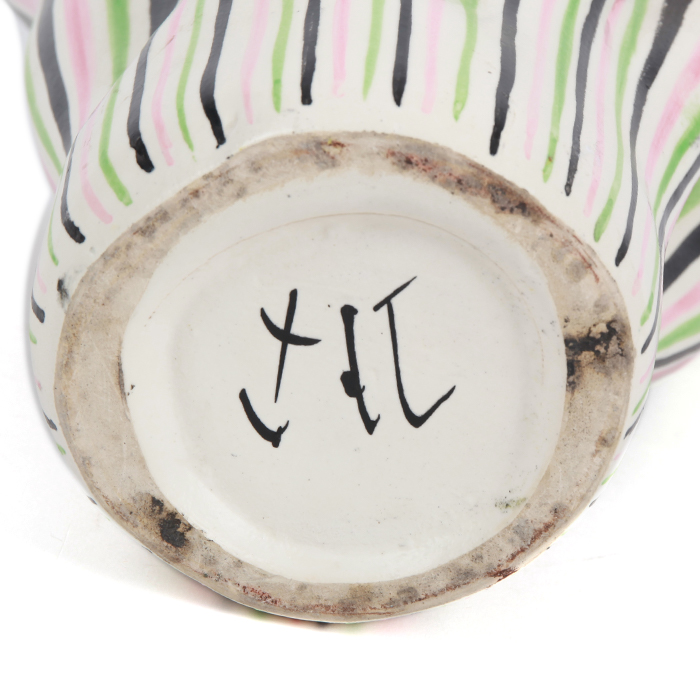 Jean de Lespinasse, vase "Corolle", en céramique émaillée polychrome, monogrammé, vers 1960