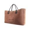 Shopping bag Chanel Editions Limitées in tela marrone e pelle nera - 00pp thumbnail