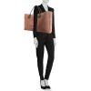 Shopping bag Chanel Editions Limitées in tela marrone e pelle nera - Detail D1 thumbnail