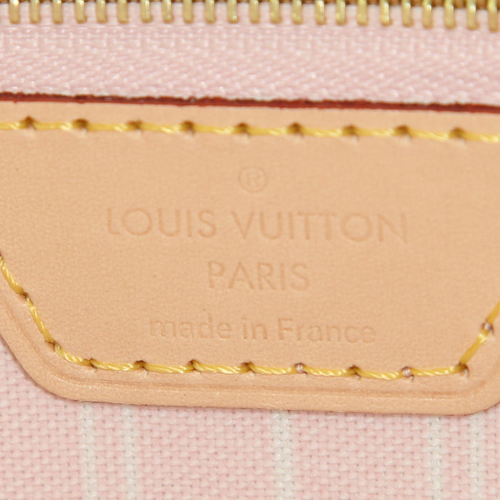 Sac cabas Louis Vuitton Neverfull Editions Limitées moyen modèle en toile monogram dégradée jaune et rose et cuir naturel - Detail D3