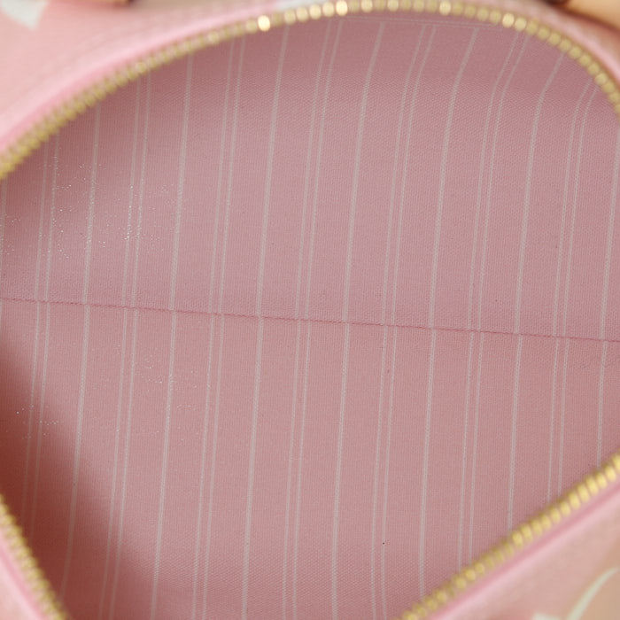 Louis Vuitton Speedy Editions Limitées handbag in pink and yellow shading monogram canvas and natural leather - Detail D3