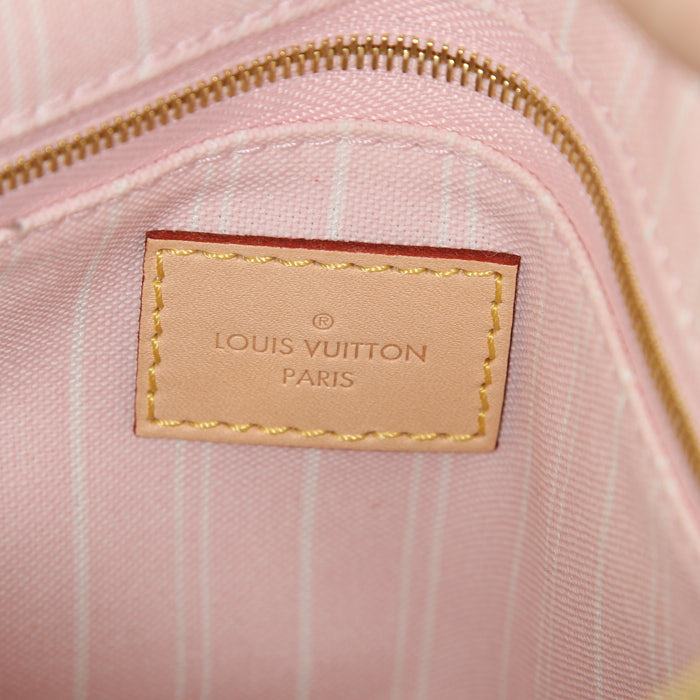 Borsa Louis Vuitton Speedy Editions Limitées in tela monogram rosa e gialla e pelle naturale - Detail D4