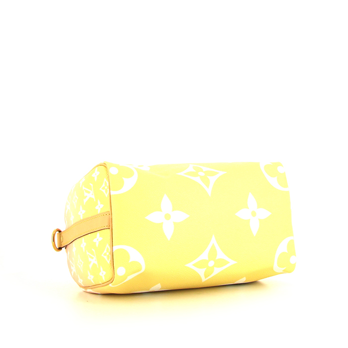 Bolso de mano Louis Vuitton Speedy Editions Limitées en lona Monogram degradada rosa y amarilla y cuero natural - Detail D5