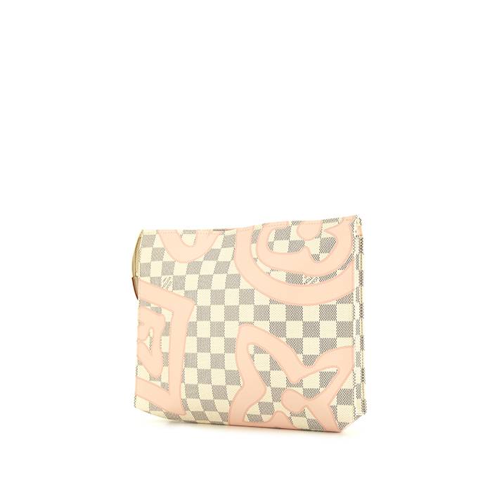 Louis Vuitton pouch in azur damier canvas and natural leather - 00pp