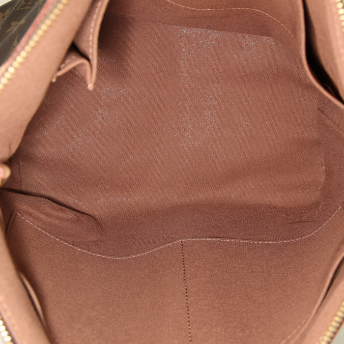 Borsa Louis Vuitton Palermo in tela monogram marrone e pelle naturale - Detail D3