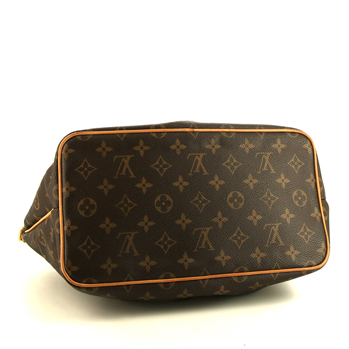 Borsa Louis Vuitton Palermo in tela monogram marrone e pelle naturale - Detail D5