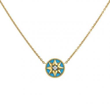 Dior Rose des vents necklace in yellow gold,  turquoise and diamond