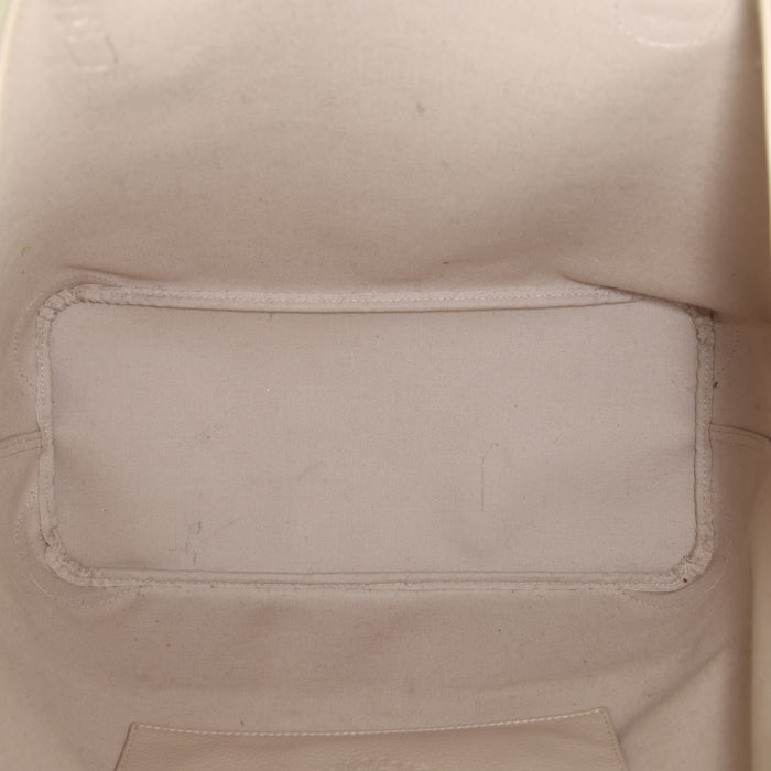 Sac cabas Fauré Le Page Daily Battle en toile monogram blanche et grise et cuir gris - Detail D2