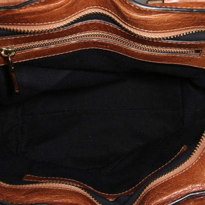 Bolso de mano Chloé en cuero marrón - Detail D3