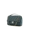 Chanel Timeless shoulder bag in pigeon blue quilted leather - 00pp thumbnail