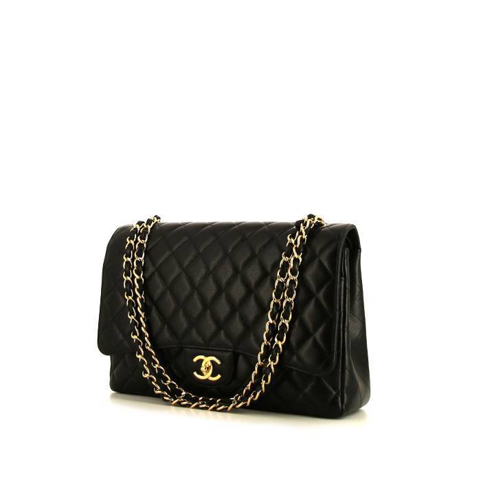 Chanel Timeless Maxi Jumbo handbag in black quilted leather - 00pp