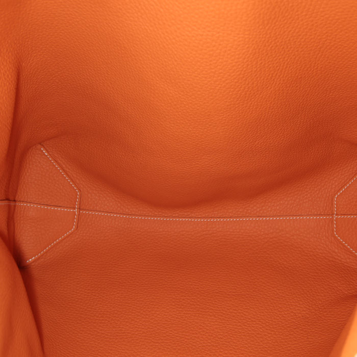 Shopping bag Hermes Double Sens in pelle togo gold e arancione - Detail D2