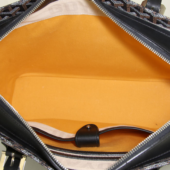 Borsa Goyard Okinawa in tela Goyardine nera e pelle nera - Detail D2