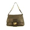 Fendi Mamma Baguette handbag in gold and black canvas - 360 thumbnail