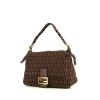 Fendi Zucchino handbag in burgundy monogram canvas and brown leather - 00pp thumbnail