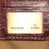 Fendi Zucchino handbag in burgundy monogram canvas and brown leather - Detail D3 thumbnail