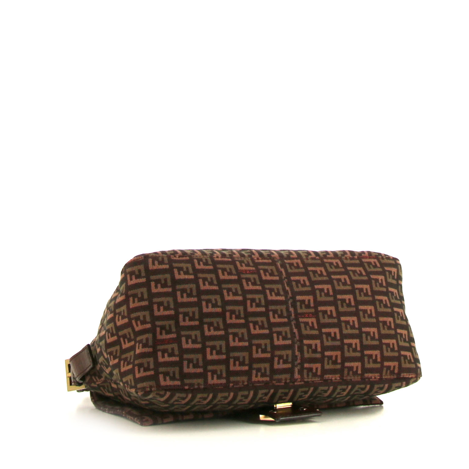 Sac à main Fendi Zucchino en toile monogram bordeaux et cuir marron - Detail D4