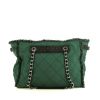 Sac cabas Chanel Grand Shopping en toile matelassée verte et cuir noir - 360 thumbnail