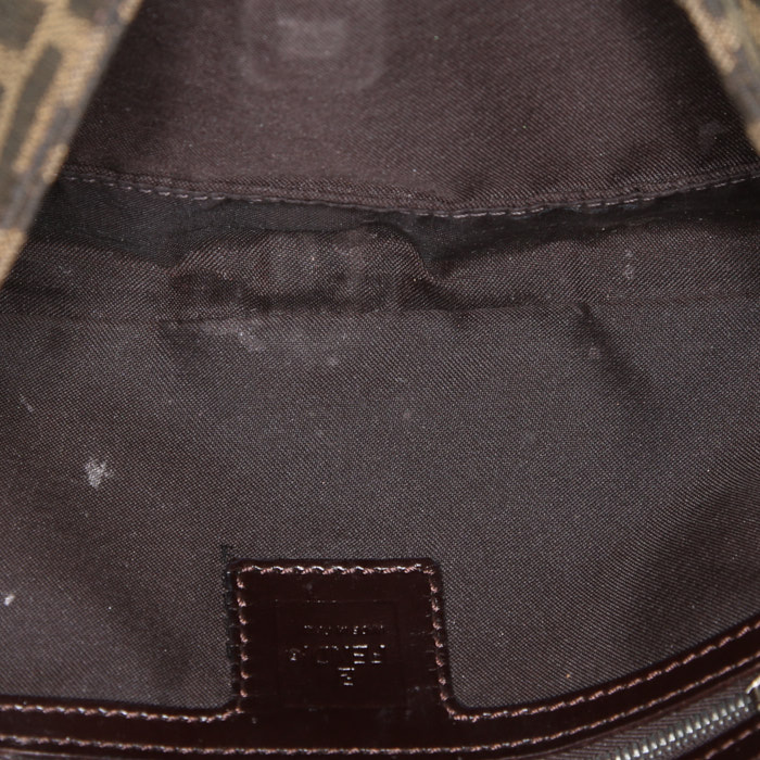 Borsa Fendi Baguette in tela monogram e pelle marrone - Detail D2