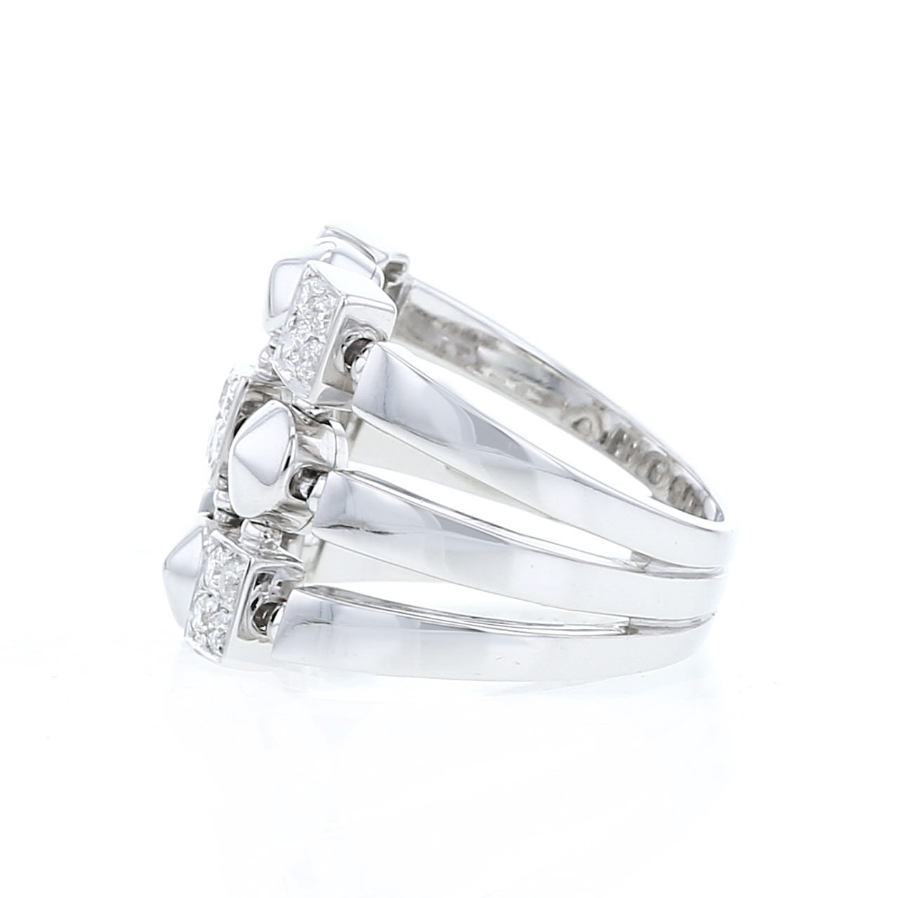 Anello Bulgari Lucéa modello grande in oro bianco e diamanti - Detail D1