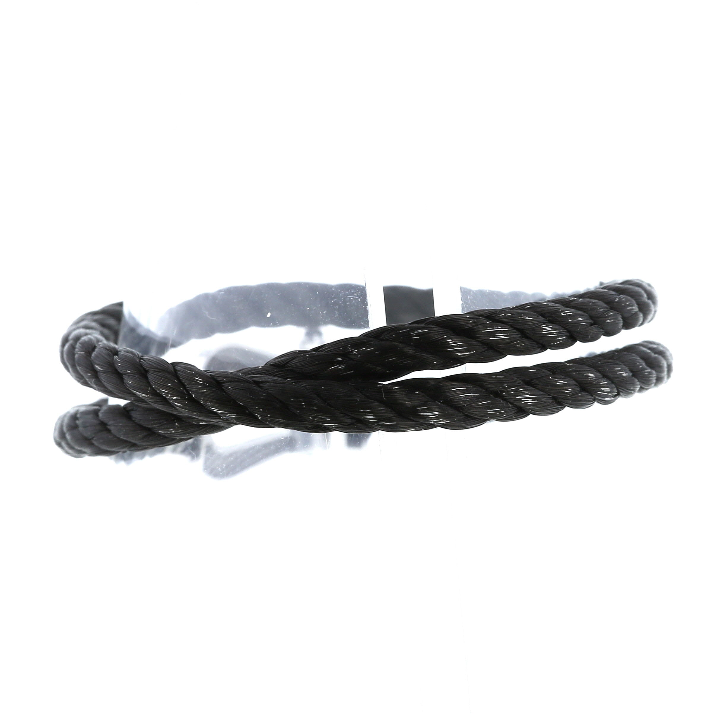 Bracciale Fred Force 10 modello grande in oro bianco,  diamanti e nylon nero - Detail D3