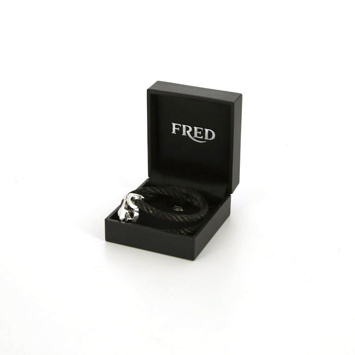 Brazalete Fred Force 10 modelo grande en oro blanco,  diamantes y nylon negro - Detail D5