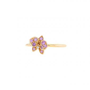 Cartier Caresse d'Orchidées small model ring in pink gold,  sapphires and diamond