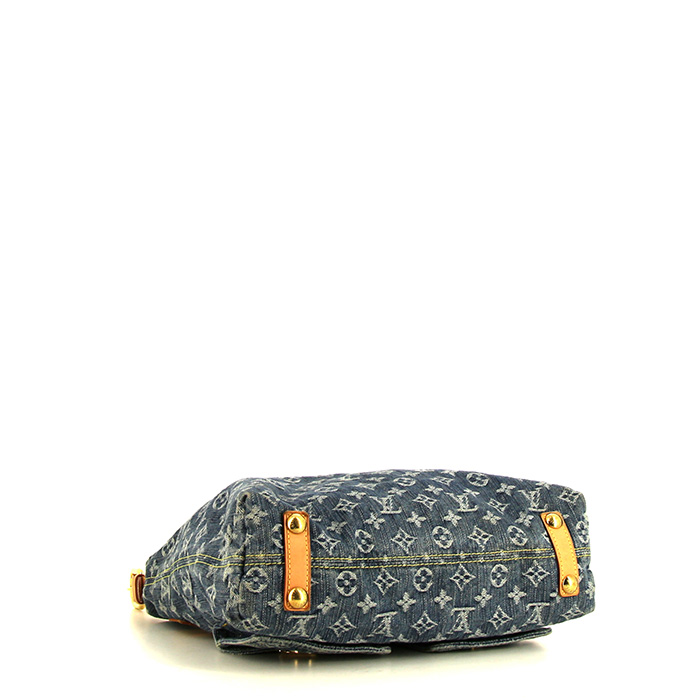 Louis Vuitton Baggy handbag in blue monogram denim canvas and natural leather - Detail D4